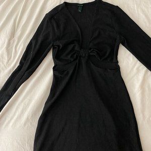 Black Long-Sleeve Mini Dress